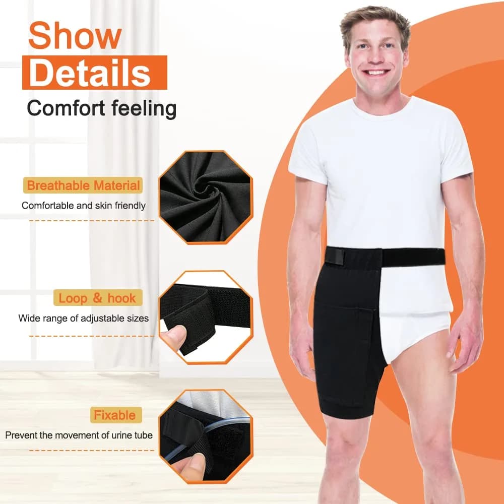 Mistuki Catheter Leg Bag Holder with Waist Belt & Thigh Pockets, Black, Uniform Size | Secure Urinary Drainage Fix - view 4