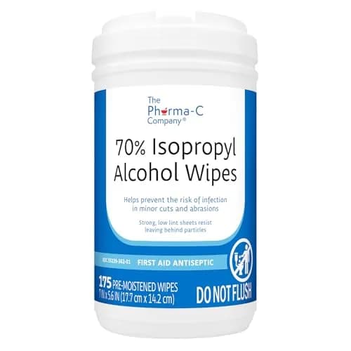 The Pharma-C Company 70% Isopropyl Alcohol Wipes 175 Ct | Trusted First Aid Antiseptic for Minor Cuts & Burns thumbnail 1