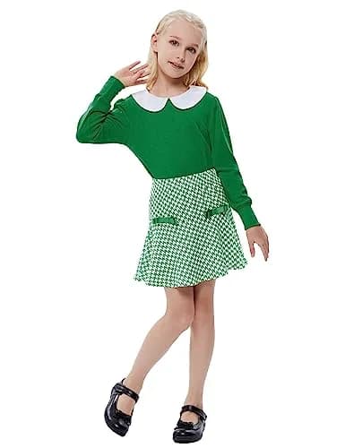 LIONJIE Toddler Girl Outfit Set | Fall & Spring Clothes for 3-4Y | Long Sleeve Tops & Houndstooth Skirt thumbnail 2