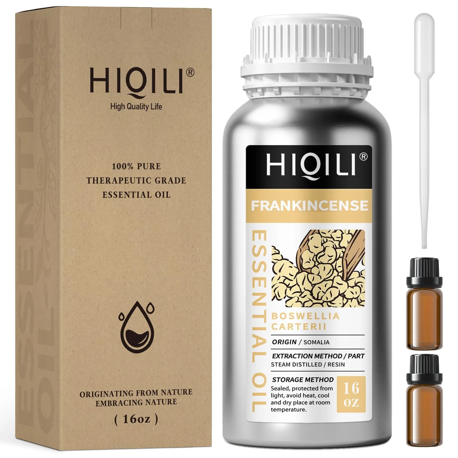 HIQILI Frankincense Essential Oil 16 Fl Oz (473ml) | Pure Steam Distilled for Aromatherapy & Skin Care - main product image