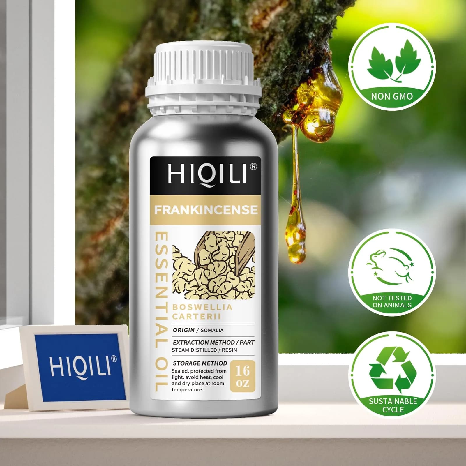 HIQILI Frankincense Essential Oil 16 Fl Oz (473ml) | Pure Steam Distilled for Aromatherapy & Skin Care - view 7