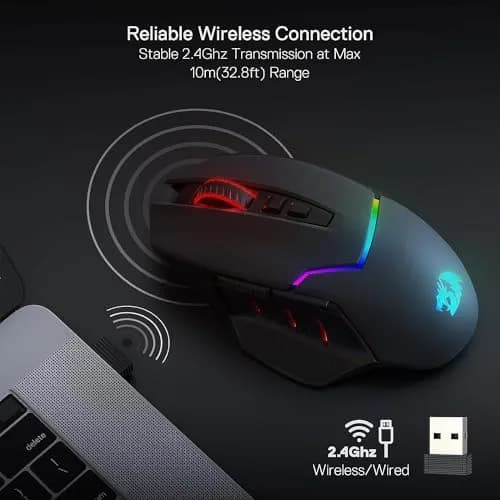 Redragon M690 PRO Wireless RGB Gaming Mouse 8000 DPI | Ergonomic, 8 Macro Buttons, 87H Battery thumbnail 4