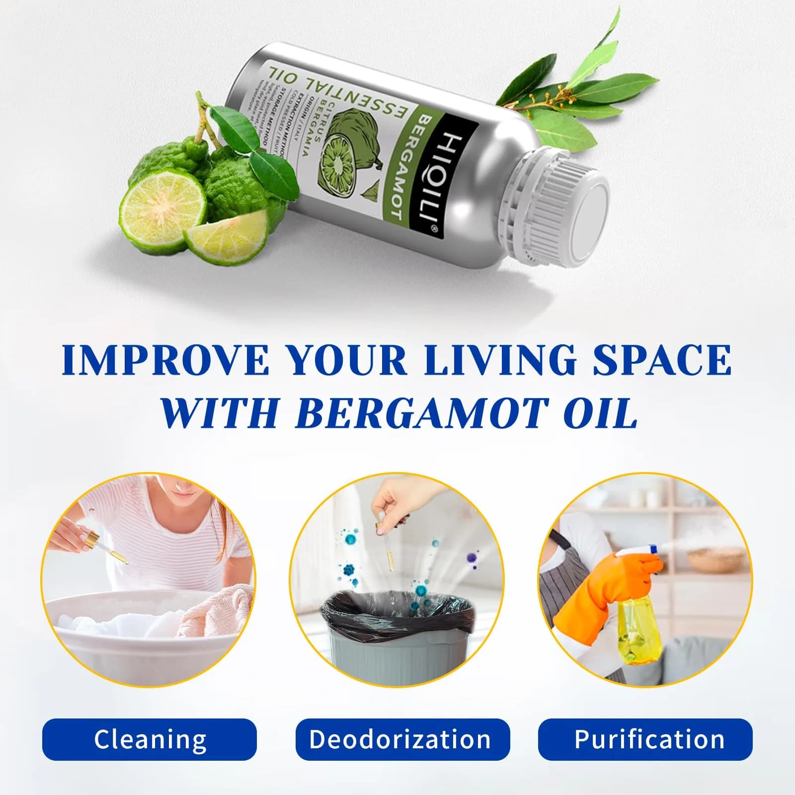 HIQILI Bergamot Essential Oil 16 Fl Oz (500ml) | Pure Italian Citrus for Diffuser, Skin, Hair & DIY thumbnail 4