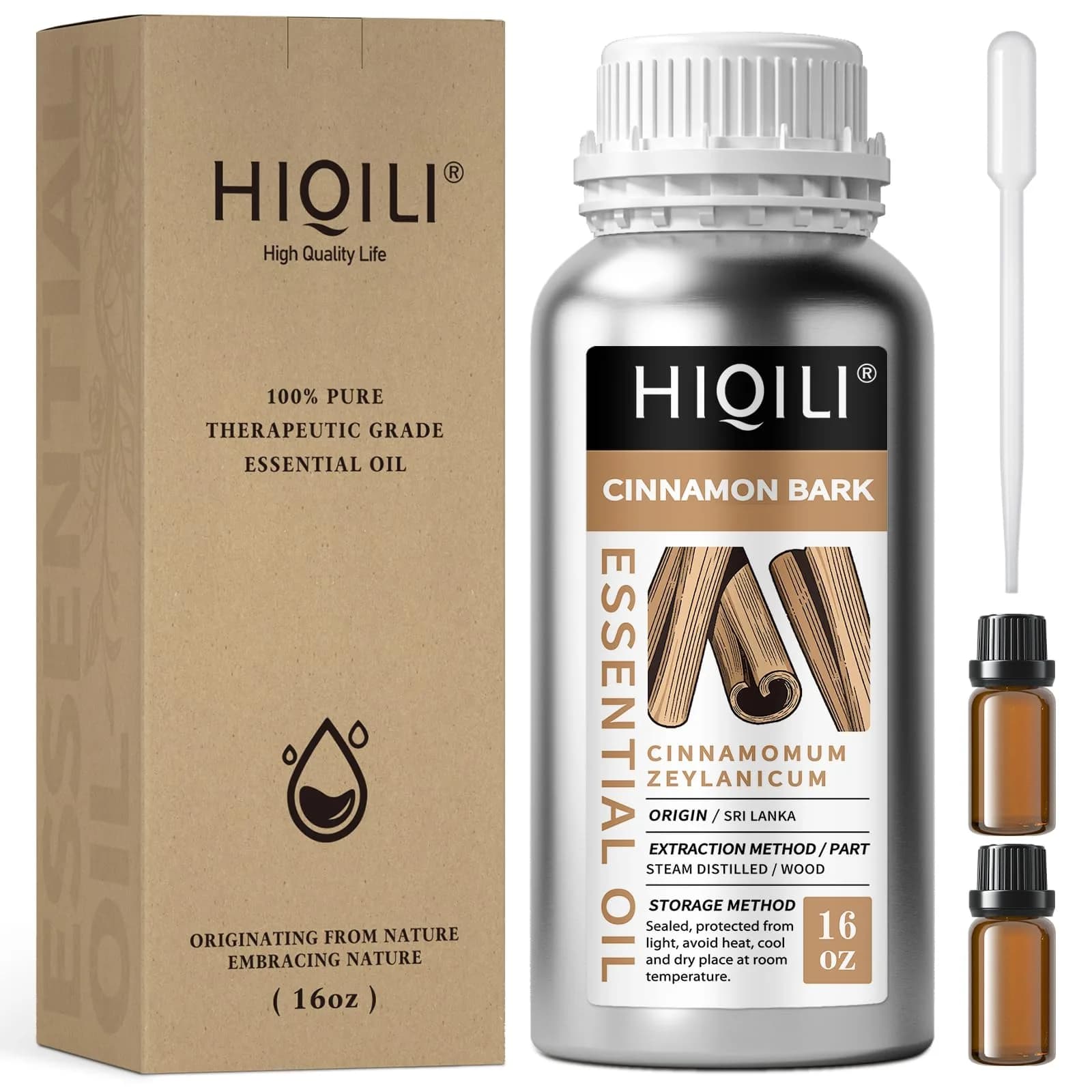 HIQILI Cinnamon Essential Oil for Candle, Spray & Diffuser, 500ml (16 Fl Oz) | Pure Bark Oil - main product image