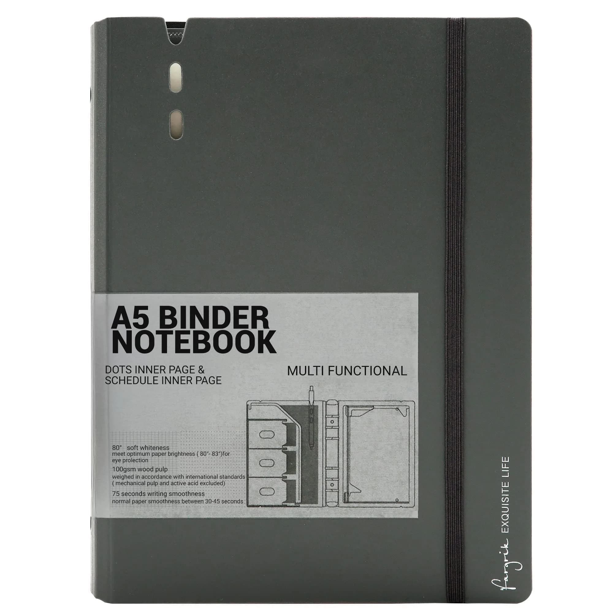 CAGIE A5 Binder 6 Ring Refillable Notebook with Dividers & Pockets | Durable, Refillable, 80 Pages - main product image