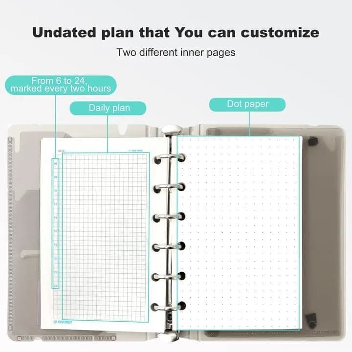 CAGIE A7 Binder 6 Ring Refillable Notebook with Dividers & Pockets | Office & School Supplies thumbnail 9