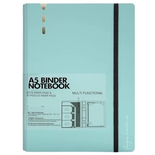 CAGIE A5 Binder 6 Ring Refillable Notebook with Dividers & Pockets | Durable Spiral Office & School Organizer thumbnail 1