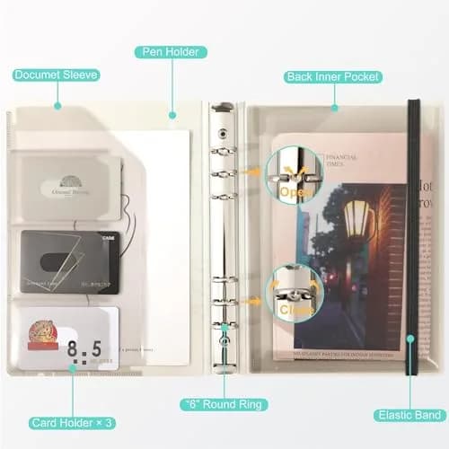 CAGIE A5 Binder 6 Ring Refillable Notebook with Dividers & Pockets | Durable Spiral Office & School Organizer thumbnail 3