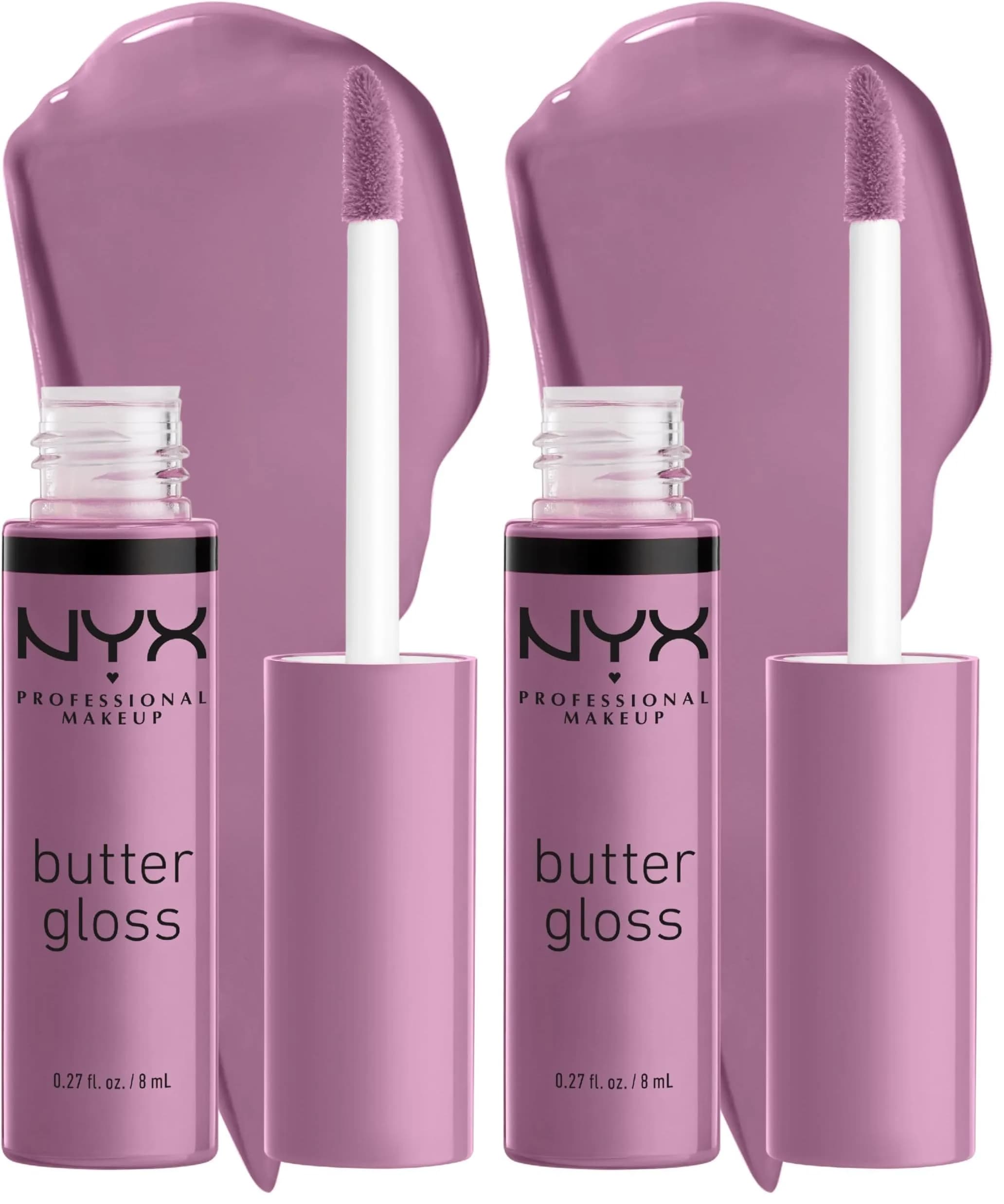 NYX PROFESSIONAL MAKEUP Butter Gloss Lip Gloss - Marshmallow (Muted Lilac) 0.27 Fl Oz (Pack of 2) | Sheer to Medium Coverage - main product image