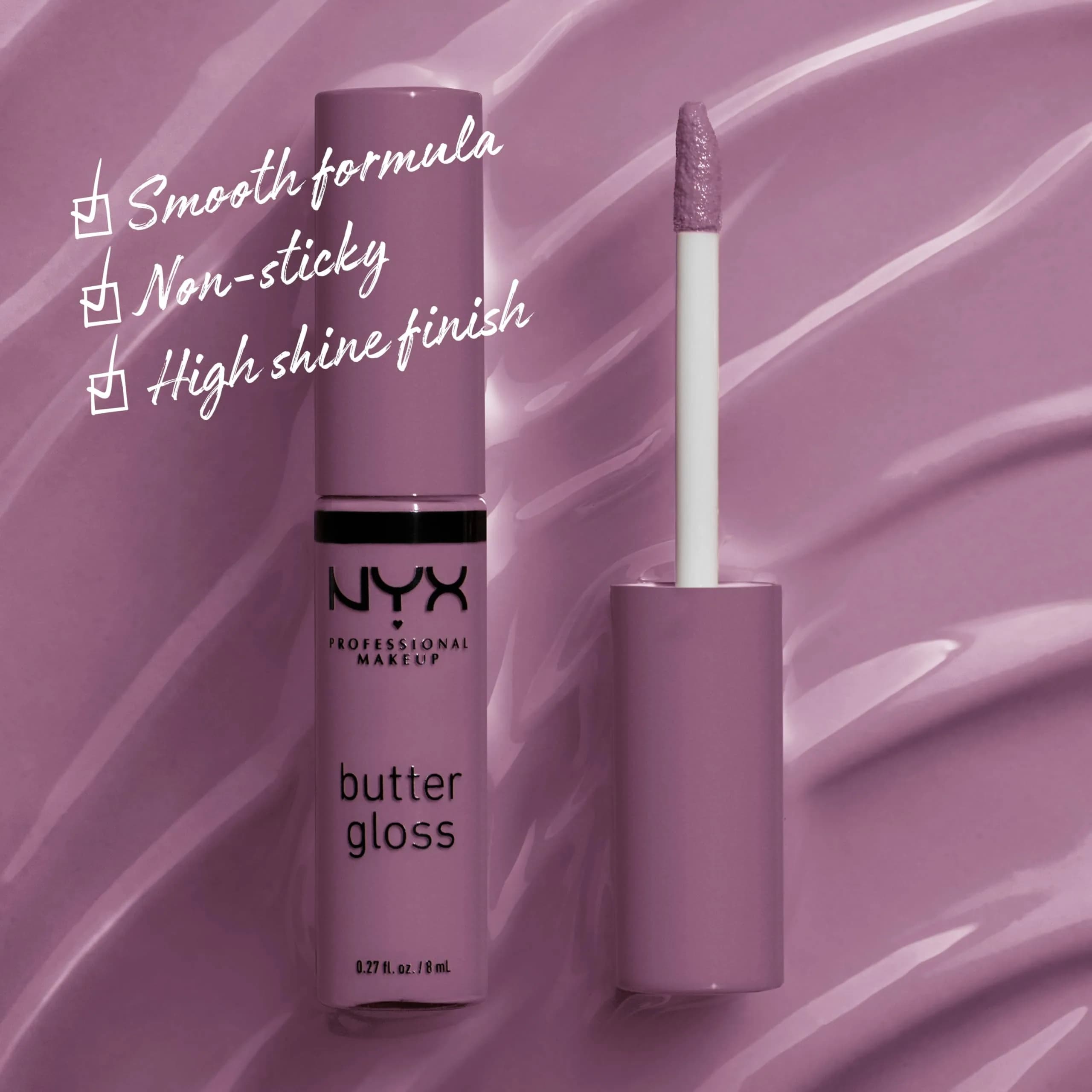 NYX PROFESSIONAL MAKEUP Butter Gloss Lip Gloss - Marshmallow (Muted Lilac) 0.27 Fl Oz (Pack of 2) | Sheer to Medium Coverage - view 2