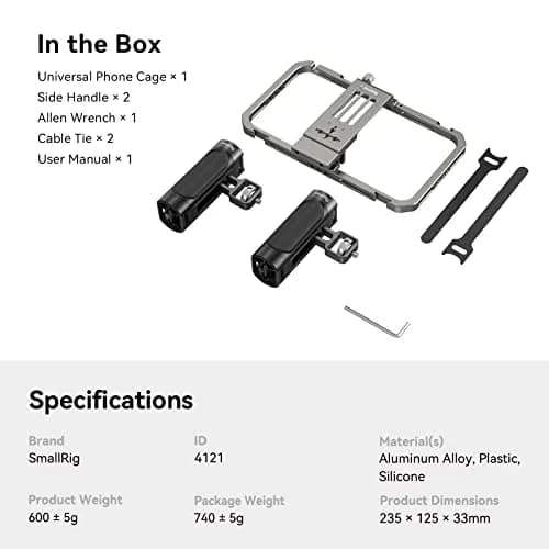 SMALLRIG Universal Phone Cage with Dual Handles, Smartphone Video Rig Stabilizer for iPhone, Samsung, Pixel, Android Phones (Black) thumbnail 7