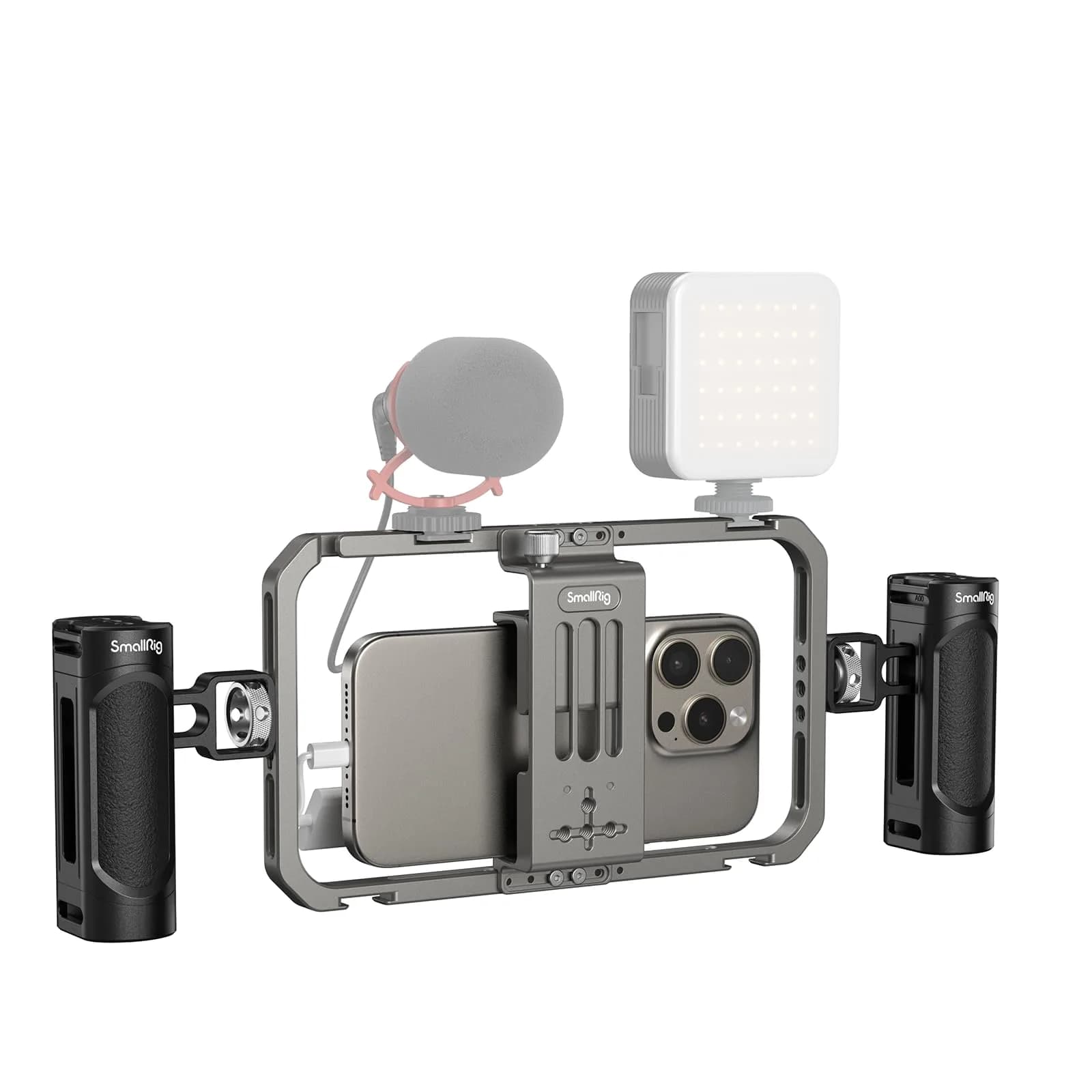 SMALLRIG Universal Phone Cage with Dual Handles, Smartphone Video Rig Stabilizer for iPhone, Samsung, Pixel, Android Phones (Black)