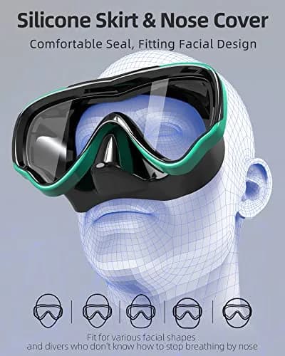 EverSport Adult Swimming Goggles Nose Cover No Leak Wide View Tempered Glass thumbnail 3