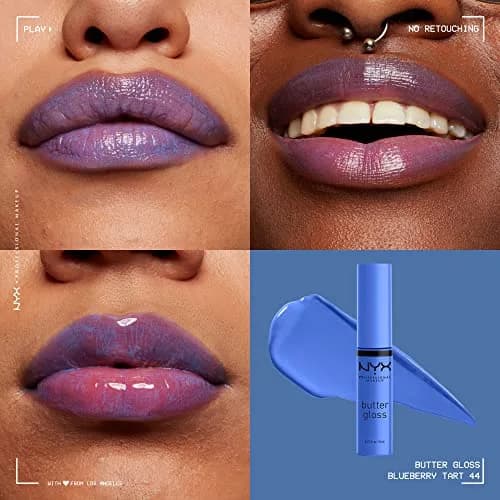 NYX PROFESSIONAL MAKEUP Butter Gloss Bling Lip Gloss - Blueberry Tart (Periwinkle Blue), Pack of 2 thumbnail 3