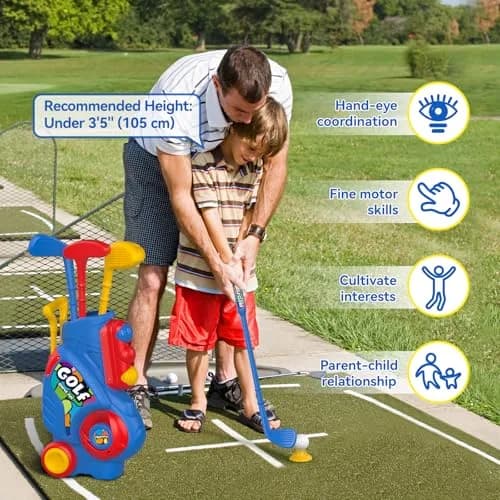 Liberry Toddler Golf Clubs Set Toy with Mat, Blue | Educational Sports Toy for Ages 1-4 thumbnail 4