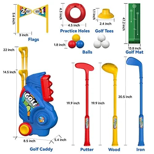 Liberry Toddler Golf Clubs Set Toy with Mat, Blue | Educational Sports Toy for Ages 1-4 thumbnail 6