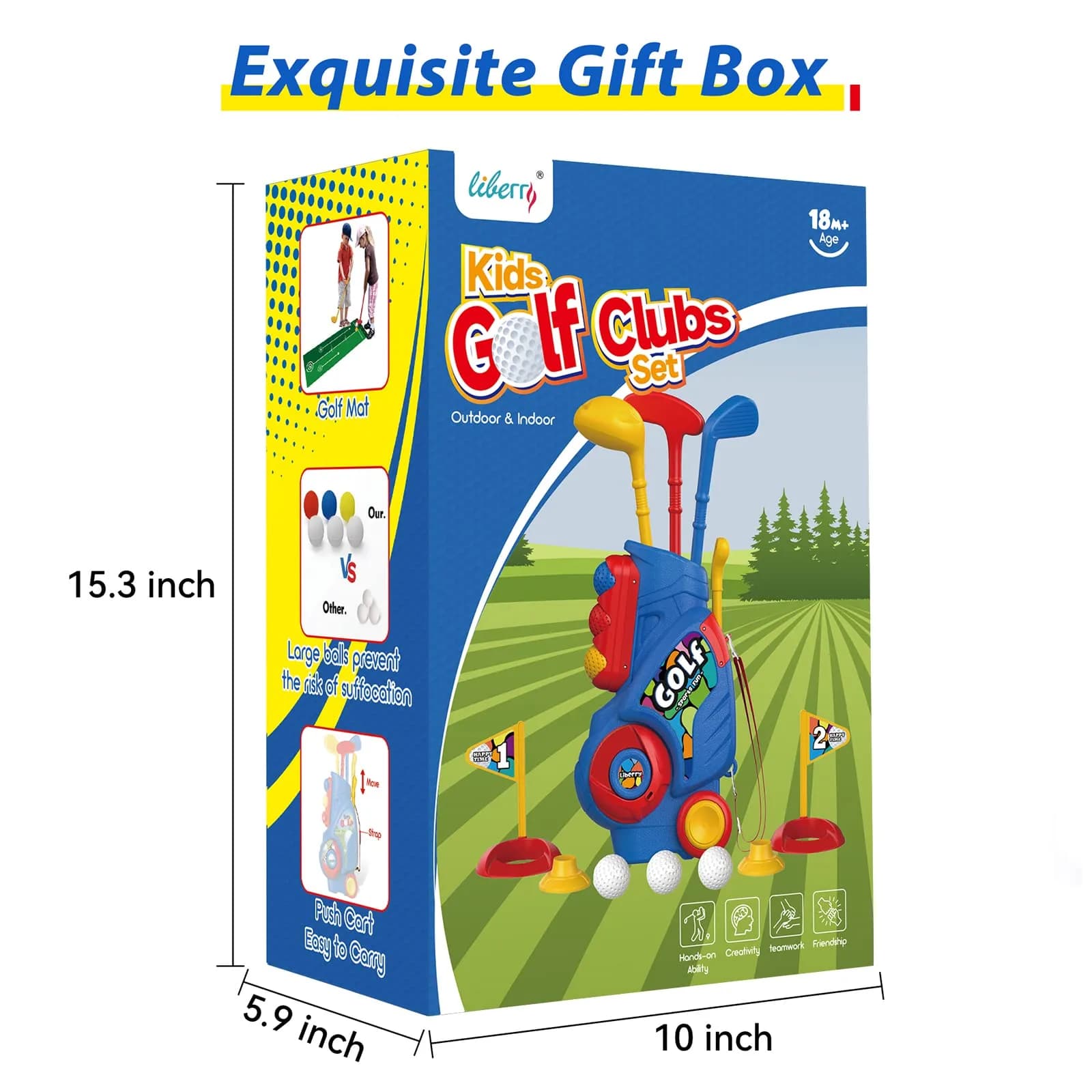 Liberry Toddler Golf Set with Cart, 3 Clubs & 6 Balls | Safe & Durable for Kids 2-5 - view 7