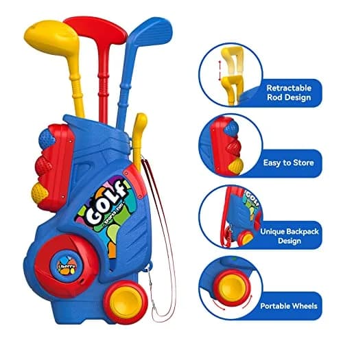 Liberry Toddler Golf Clubs Set Toy with Mat, Blue | Educational Sports Toy for Ages 1-4 thumbnail 3