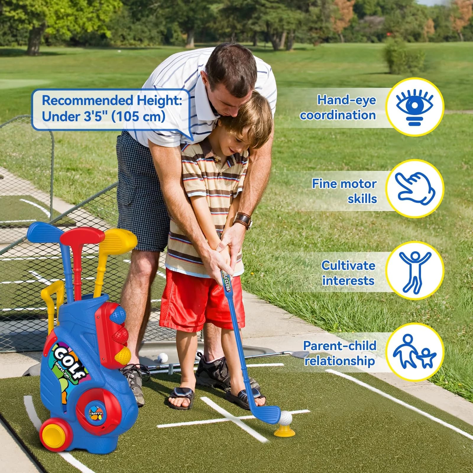 Liberry Toddler Golf Set with Cart, 3 Clubs & 6 Balls | Safe & Durable for Kids 2-5 - view 4