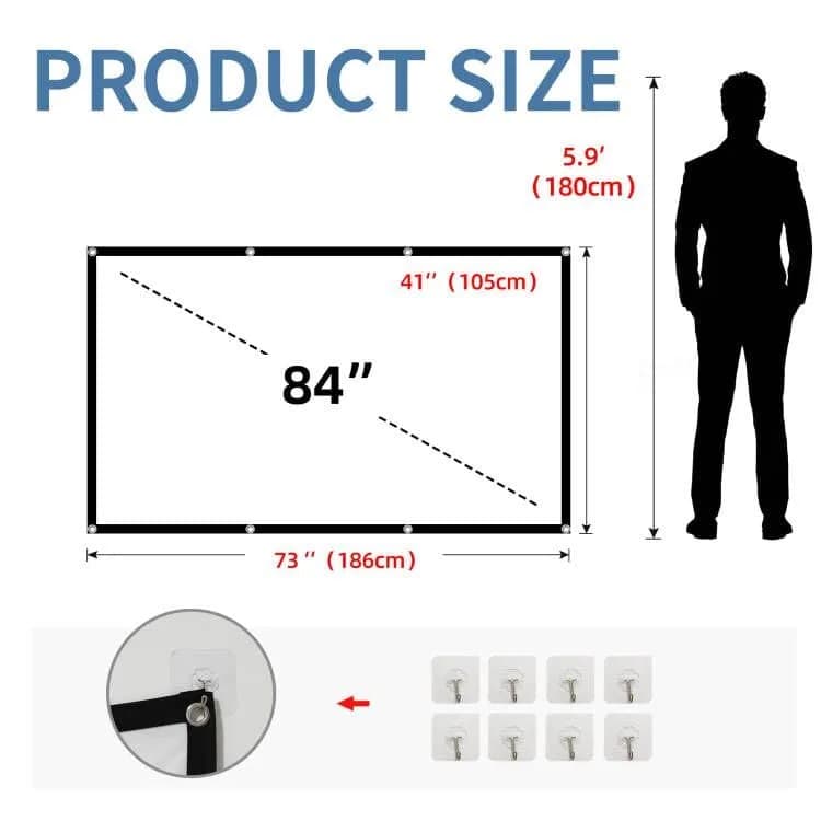 HUANYINGBJB 84-inch Projector Screen 218.4 cm (73"x41") | 4K HD Rear Front Foldable Outdoor Indoor Movie Theater Screen thumbnail 7