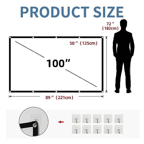 HUANYINGBJB 100-inch Projector Screen 226cm (89") x 127cm (50") | 4K HD Foldable Rear Front Projection Screen thumbnail 6