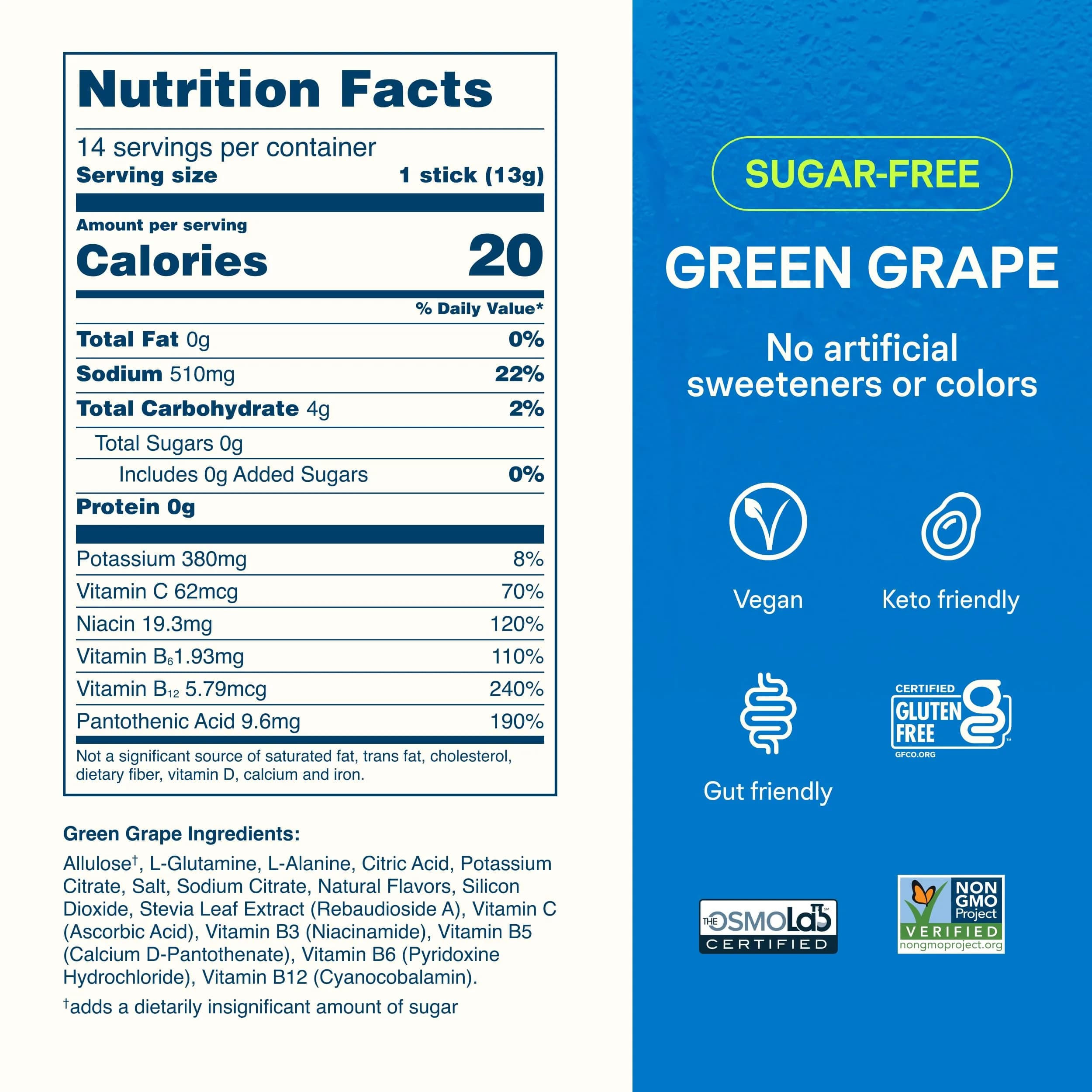 Liquid I.V. Sugar-Free Hydration Electrolytes Green Grape 6.41 oz (182 g) | Clinically Proven Hydration - view 7