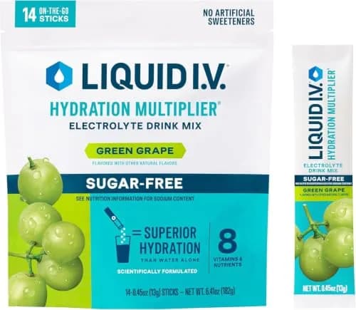 Liquid I.V. Sugar-Free Hydration Electrolytes Green Grape 6.41 oz (182 g) | Clinically Proven Hydration thumbnail 1