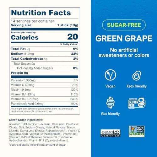 Liquid I.V. Sugar-Free Hydration Electrolytes Green Grape 6.41 oz (182 g) | Clinically Proven Hydration thumbnail 7