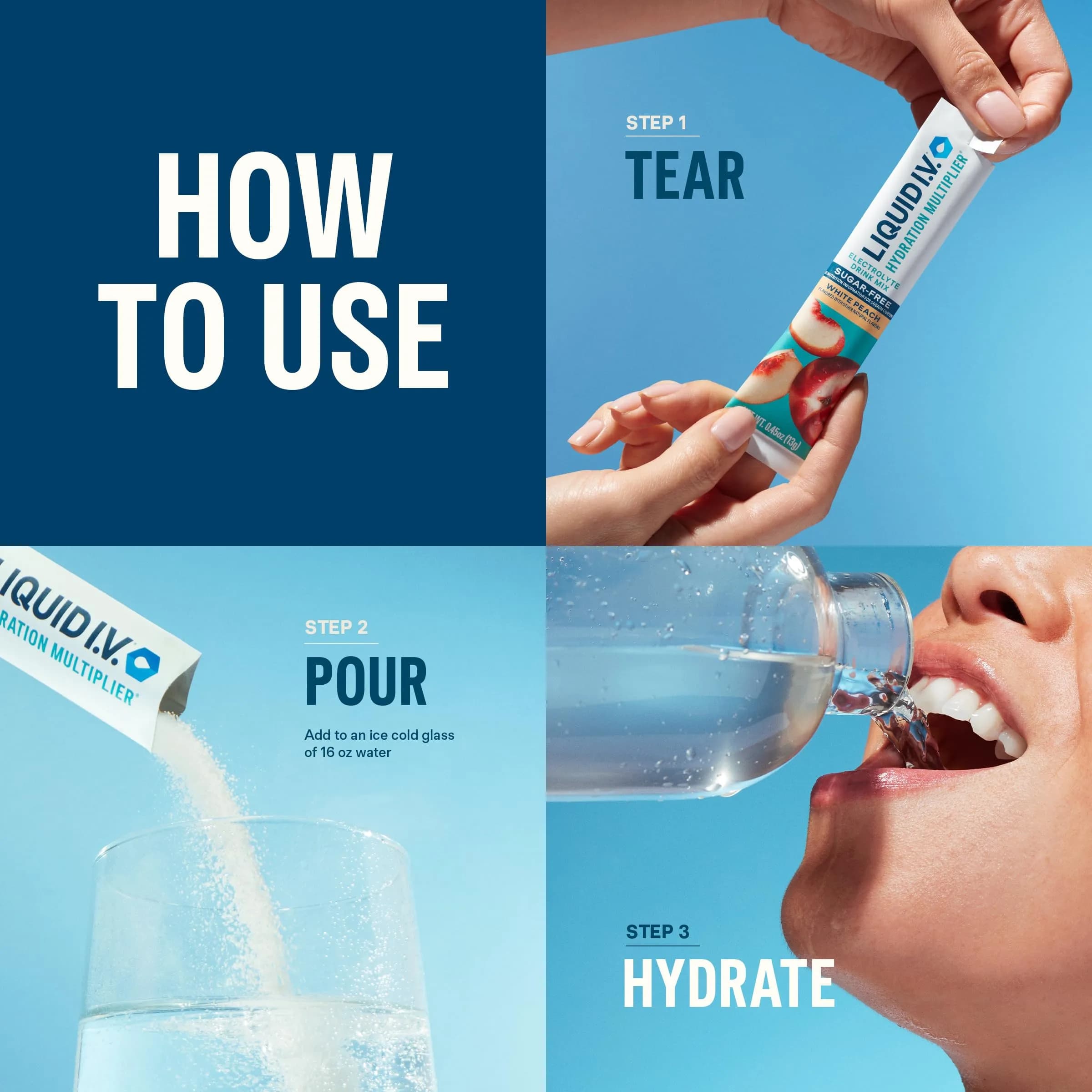 Liquid I.V.® Hydration Multiplier Sugar-Free White Peach 14 Servings | Hydration Mix for Dehydration Relief - view 5