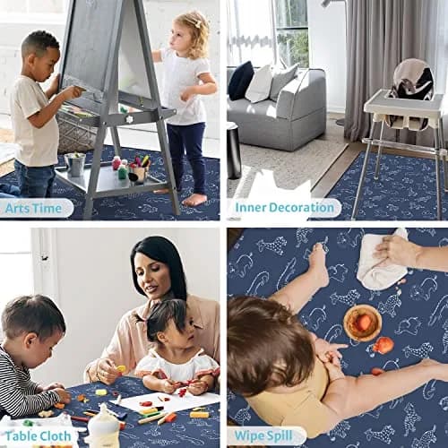 Blissful Diary Baby Splat Mat 128cm (50.4 Inch) | Easy Clean Waterproof Floor Protector for High Chairs & Playtime thumbnail 6