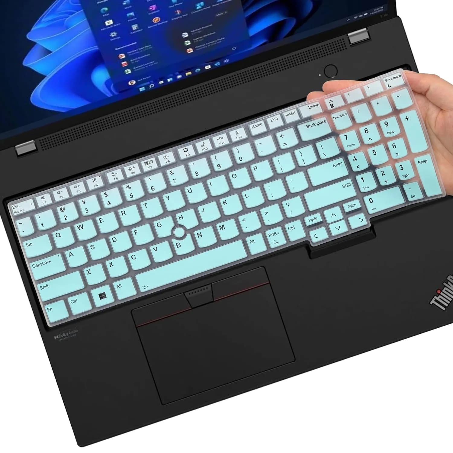 MUBUY-GOL Keyboard Cover for Lenovo ThinkPad E16 L16 T16 T16g P16 P16v P16s 16" & L15 Gen 4/3 15.6" (US Layout) | Thin TPU Protector — OmbreMint
