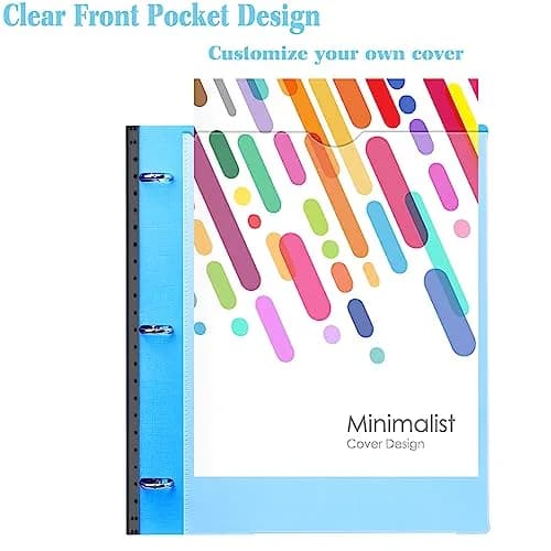 INFUN Telescoping Binder Notebook with 3 Rings, Movable Pocket Folder, Dividers & Paper - Blue (28.98 x 27.23 cm) thumbnail 5