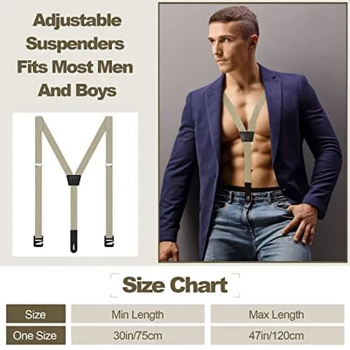 Eurzom Hidden Suspenders for Men Under Clothes Y-Back Beige 2.5cm (1 inch) Width | Airport Friendly Undergarment Use thumbnail 6