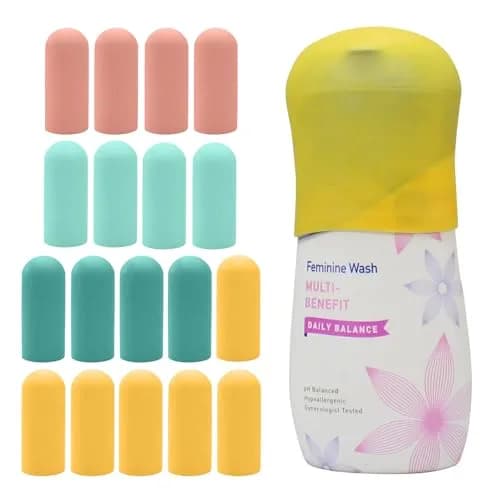 TRANOMOS 18 Pack Silicone Bottle Covers Travel Essentials for Women Men | Leak Proof, Compact & Resilient thumbnail 1