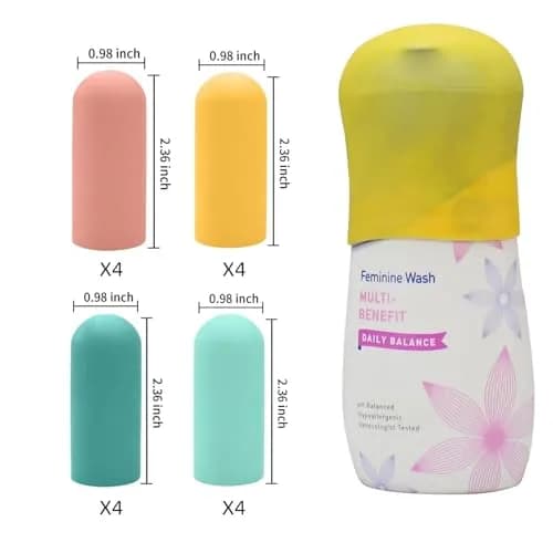 TRANOMOS 18 Pack Silicone Bottle Covers Travel Essentials for Women Men | Leak Proof, Compact & Resilient thumbnail 8
