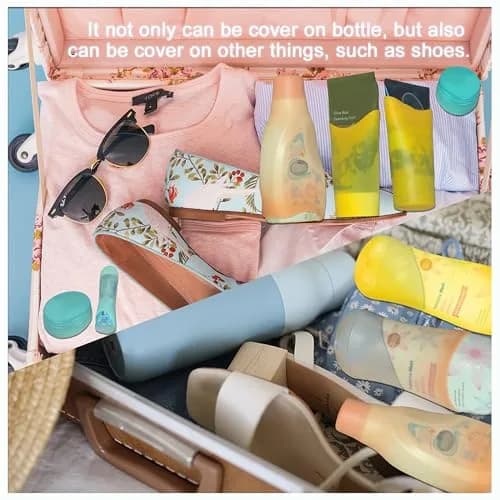 TRANOMOS 18 Pack Silicone Bottle Covers Travel Essentials for Women Men | Leak Proof, Compact & Resilient thumbnail 2