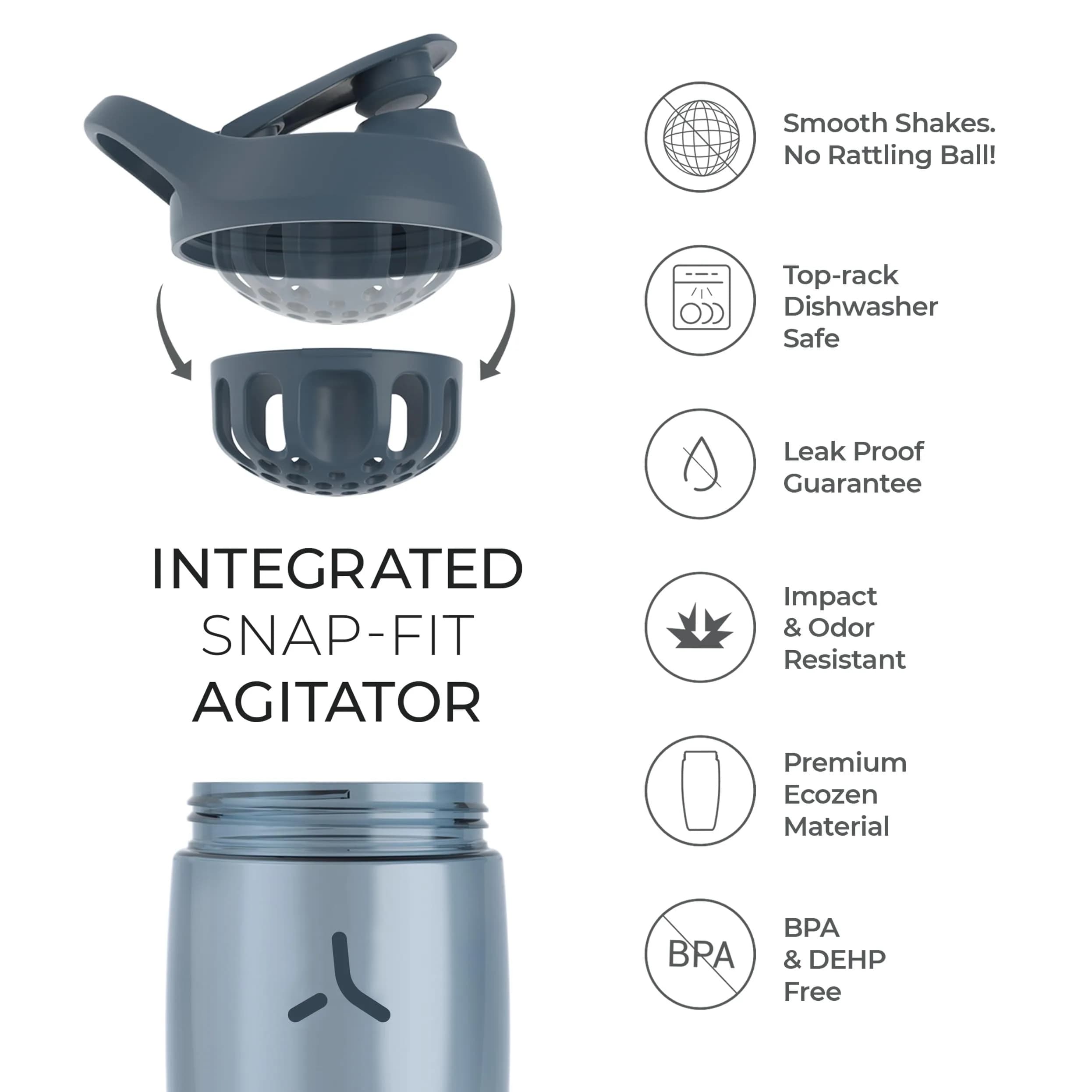PROMIXX Pursuit Graphite Gray + Midnight Blue 32 oz Shaker Bottle (2-Pack) | Silent Mixer, Leak-Proof - view 3