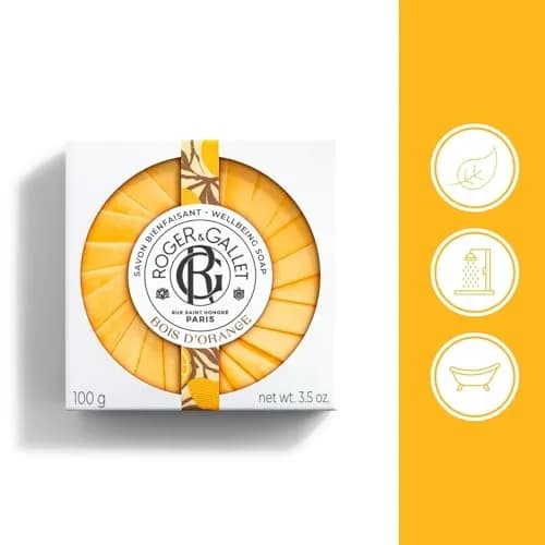 ROGER & GALLET Bois d'Orange Perfumed Soap, 100 g | French craftsmanship, natural ingredients, citrus aroma thumbnail 2