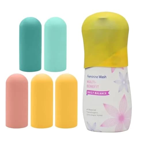 TRANOMOS 5 Pack Silicone Bottle Covers Travel Essentials for Women Men, Leak Proofing, Beach Vacation Must Haves, Travel Size Toiletries Accessories thumbnail 1