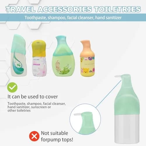 TRANOMOS 5 Pack Silicone Bottle Covers Travel Essentials for Women Men, Leak Proofing, Beach Vacation Must Haves, Travel Size Toiletries Accessories thumbnail 4
