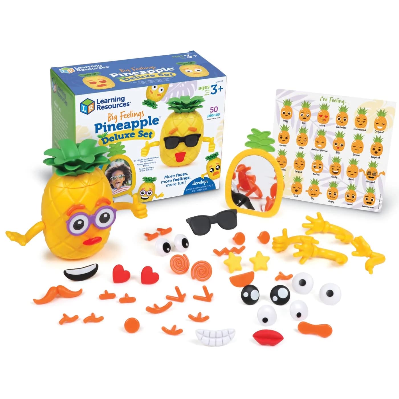 Learning Resources Big Feelings Pineapple Deluxe Set with 40 Face Pieces & Poster | Ages 3+