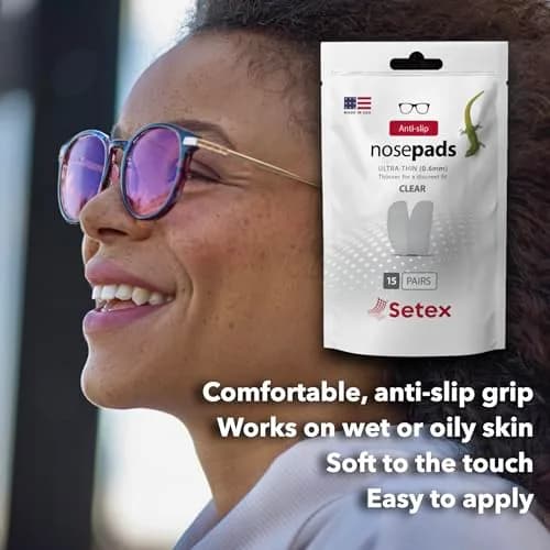 Setex Gecko Grip Thick 1.8mm Anti Slip Nose Pads for Glasses, 15 Pair Black | Dry Adhesive Grip for Sweaty & Oily Skin thumbnail 2