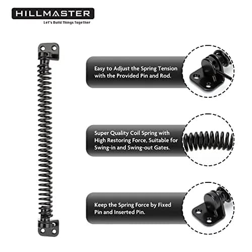 HILLMASTER 12" Self Closing Gate Spring with Adjustable Tool | Black Finish thumbnail 2