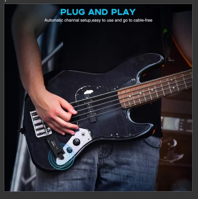 LEKATO WS-100 Wireless Guitar System with Charging Case, 4-Channel 2.4GHz Transmitter Receiver | <6.7ms Latency, 100ft Range thumbnail 7