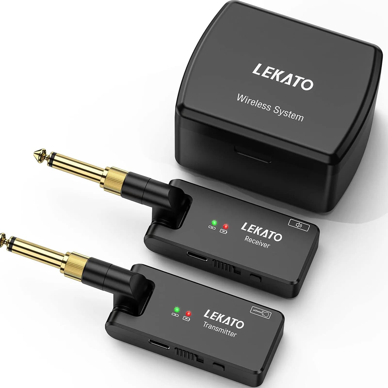 LEKATO WS-100 Wireless Guitar System with Charging Case, 4-Channel 2.4GHz Transmitter Receiver | <6.7ms Latency, 100ft Range - view 8
