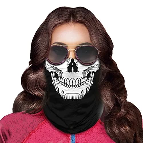 Obacle Skull White Face Mask with Black Nose Teeth - Seamless 3D Tube Bandana for Men & Women thumbnail 4