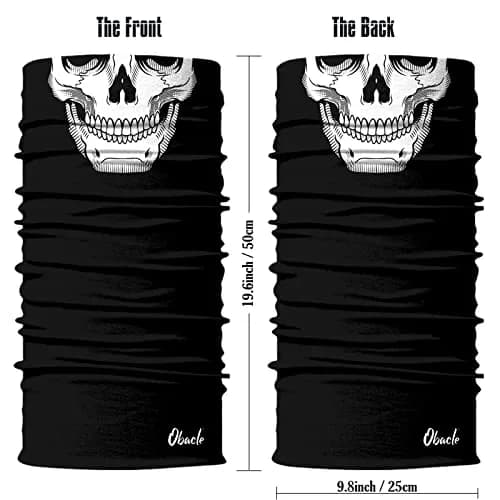 Obacle Skull White Face Mask with Black Nose Teeth - Seamless 3D Tube Bandana for Men & Women thumbnail 3