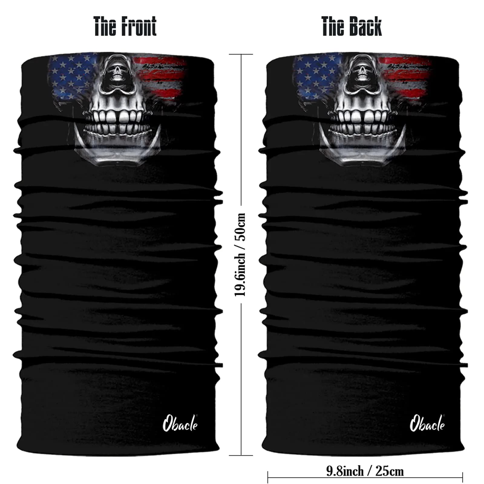 Obacle Skull Flag Face Mask - Blue Red Skull Design for Dust, Wind & UV Protection - view 2
