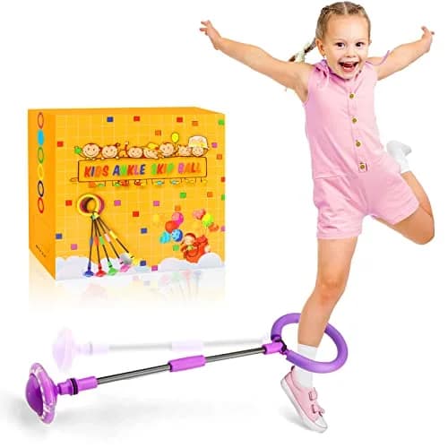 Chridark Ankle Skip Ball with Flash Wheel, Portable Foldable Toy for Kids & Adults (Purple, 1 Unit) thumbnail 1