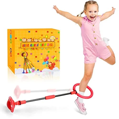 Chridark Ankle Skip Ball Toy with Flash Wheel & Padded Ankle Loop | 25.2 inch Length (Red) thumbnail 1